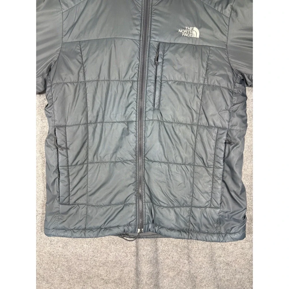 The North Face Mens Gray Primaloft Insulated Puffer Jacket Full Zip Large F10